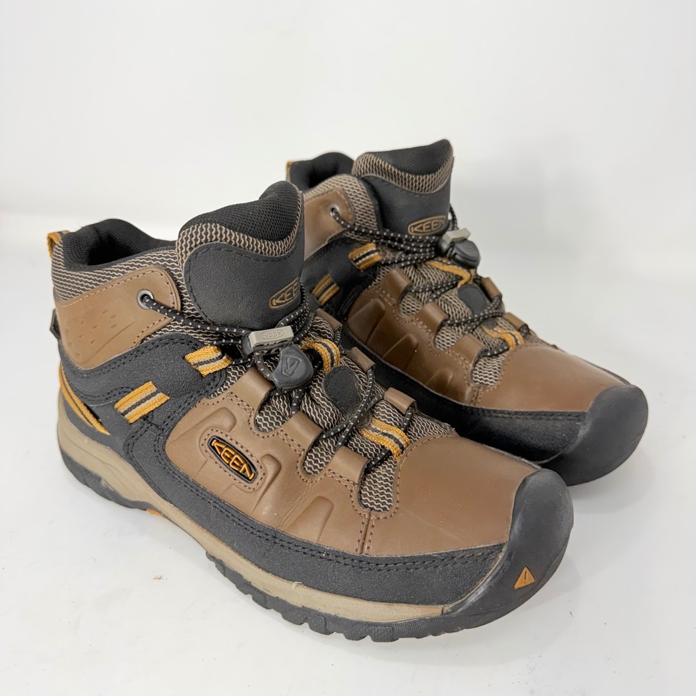 Keen Kids Targhee Mid Waterproof Hiking Boots Brown Black 1019834 Size 4Y